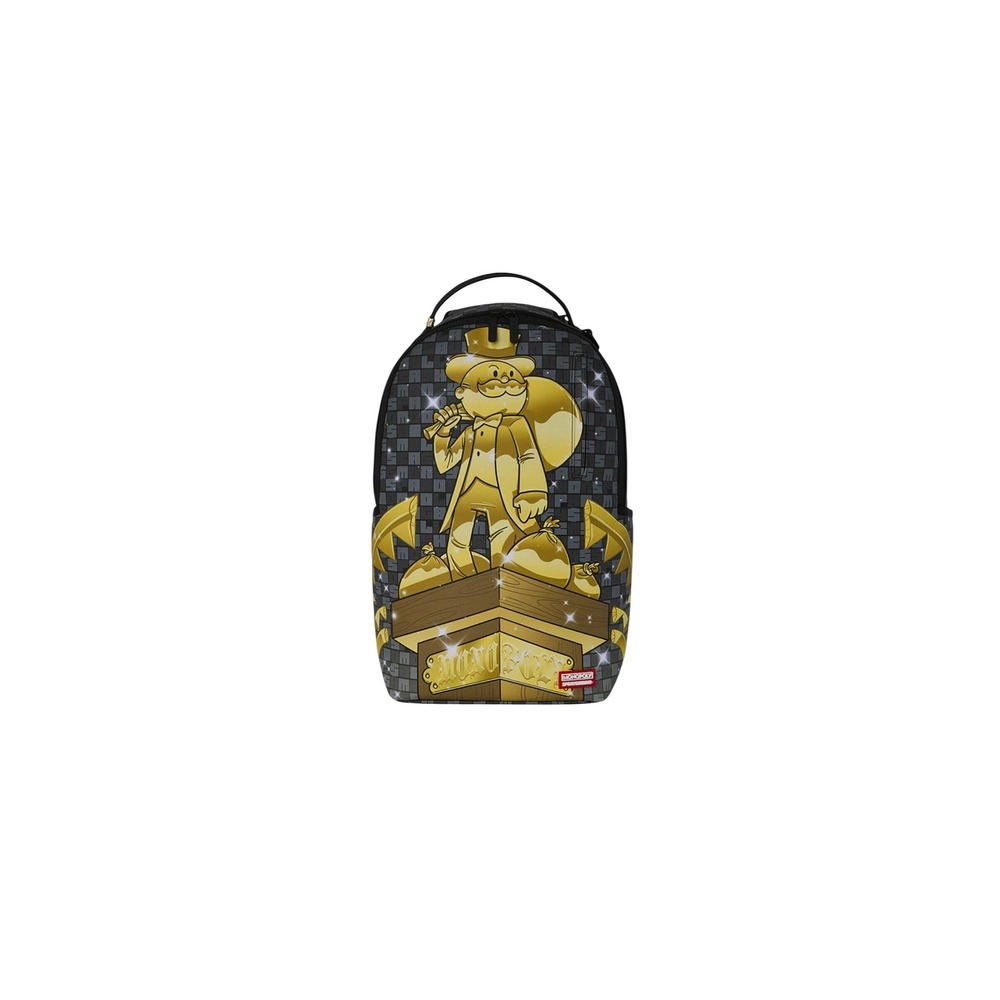 Sprayground Monopoly Money Gold Statue Backpack Black Grey Limited Edition B5106